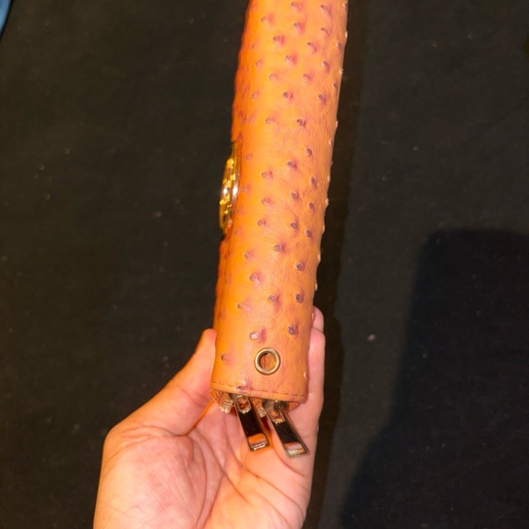 Faux ostrich skin brown wallet - Picture 4 of 5